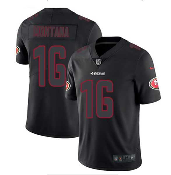 Men%27s San Francisco 49ers #16 Joe Montana Black Impact Limited Stitched Jersey Dyin->san francisco 49ers->NFL Jersey